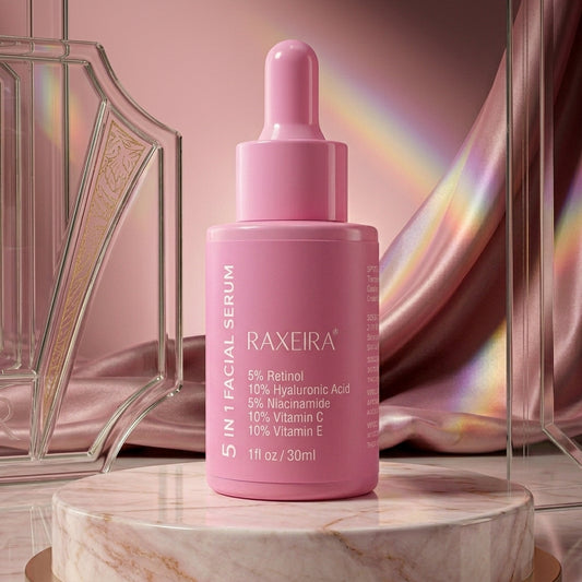 RAXEIRA 5 In 1 Facial Serum (30ml) – Powerful Anti-Ageing, Brightening & Hydrating Formula | Imported Skincare Serum